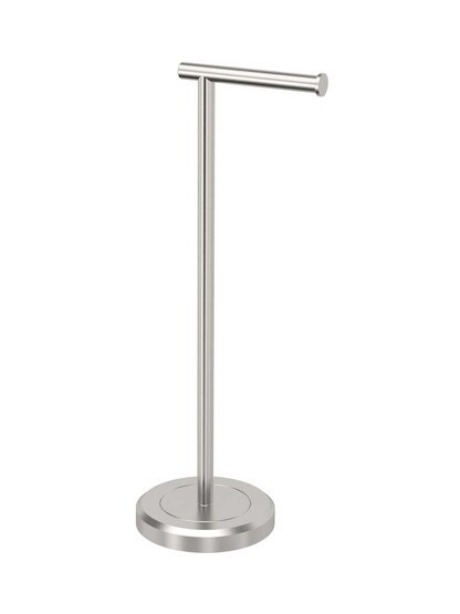 Latitude Standing Toilet Paper Holder in Satin Nickel.